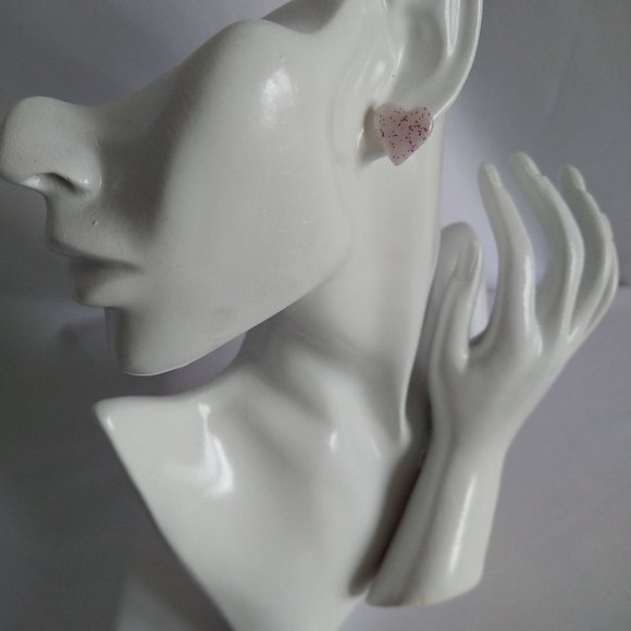 Handmade white polymer clay earrings. Boucles d'oreilles fait à la main - Picture 4 of 7